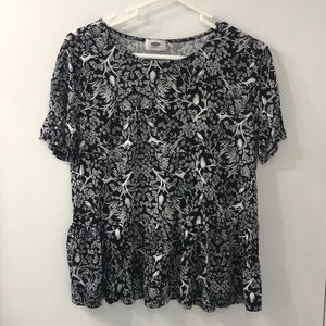 Peplum Black & White short sleeve top